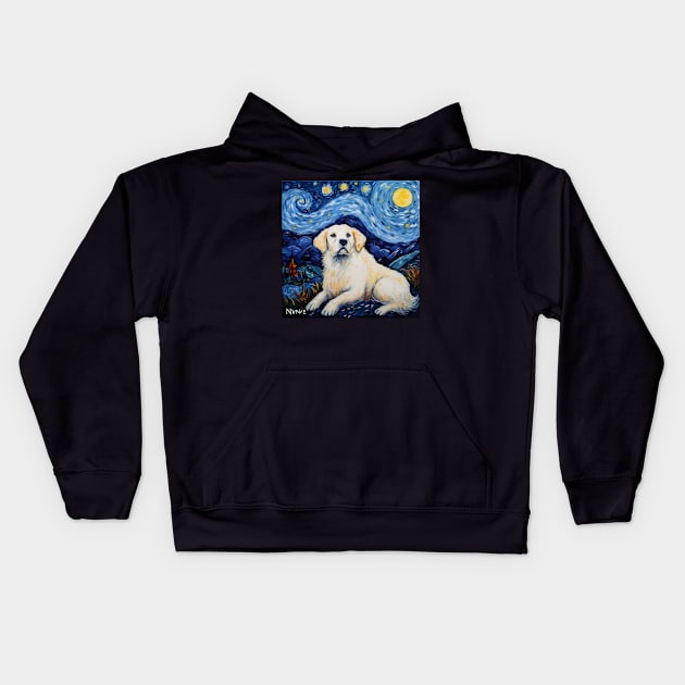 Kuvasz Painting Kids Hoodie by NatashaCuteShop